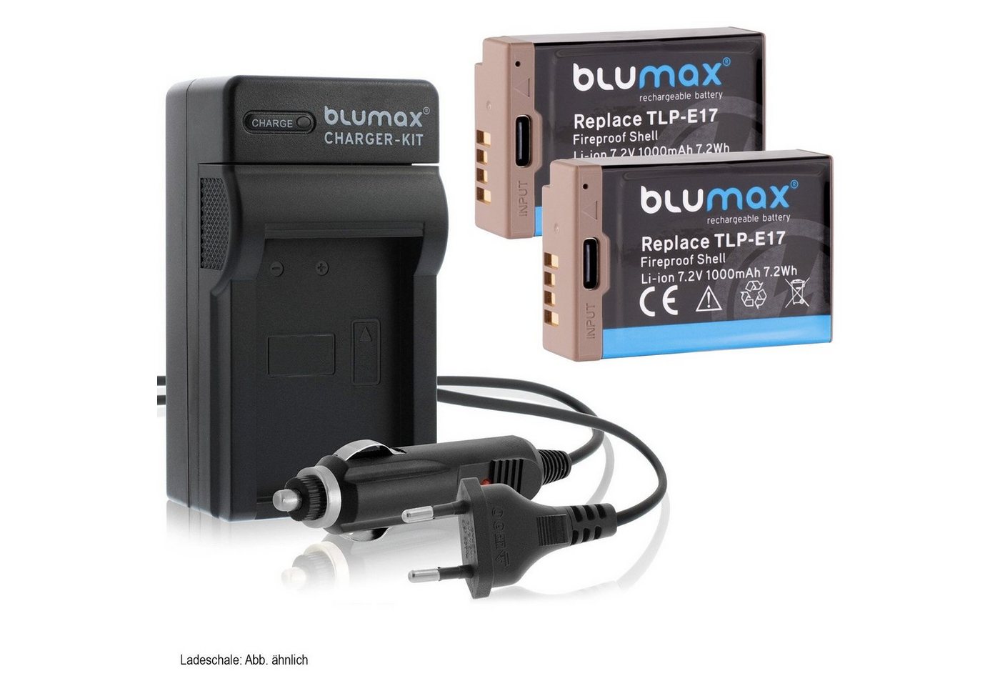 Blumax Set mit Lader für Canon LP-E17 EOS M6 760D R10 R50 Typ-C 1000 mAh Kamera-Akku von Blumax