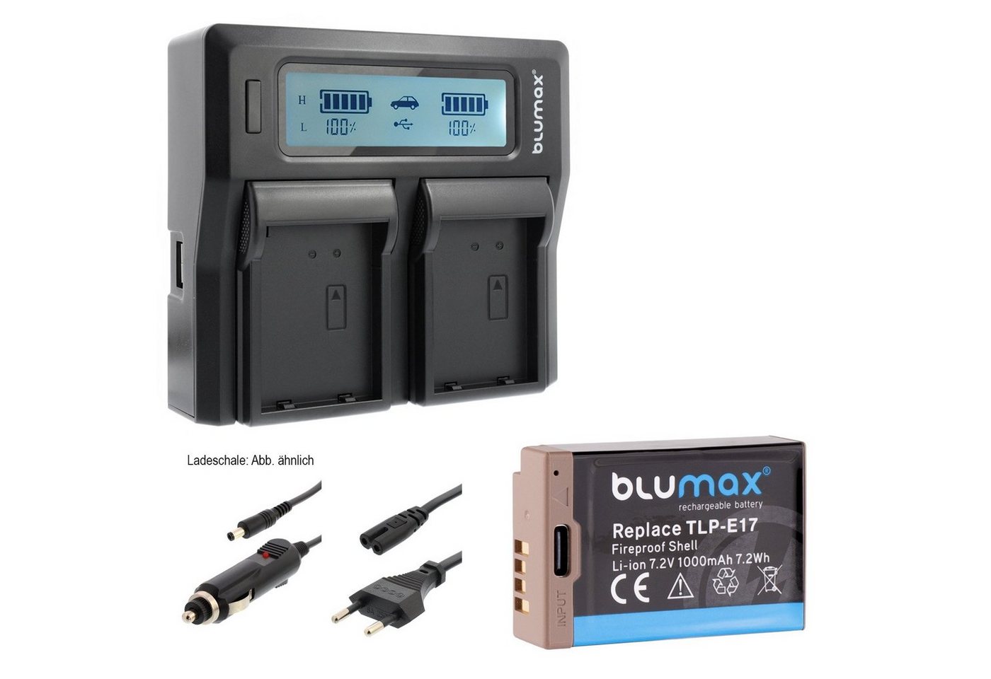 Blumax Set mit Lader für Canon LP-E17 EOS M6 760D R50 USB Typ-C 1000 mAh Kamera-Ladegerät von Blumax