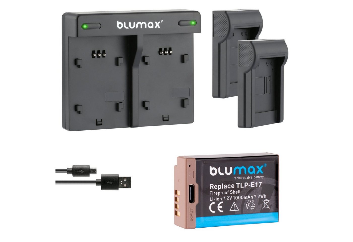 Blumax Set mit Lader für Canon LP-E17 EOS M6 760D R50 USB Typ-C 1000 mAh Kamera-Ladegerät Blumax Set mit Lader für Canon LP-E17 EOS M6 760D R50 USB Typ-C 1000 mAh Kamera-Ladegerät von Blumax