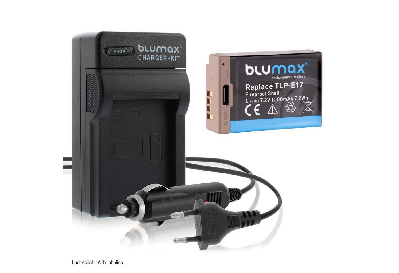Blumax Set mit Lader für Canon LP-E17 EOS M6 760D R8 R10 R50 Typ-C 1000 mAh Kamera-Ladegerät Blumax Set mit Lader für Canon LP-E17 EOS M6 760D R8 R10 R50 Typ-C 1000 mAh Kamera-Ladegerät von Blumax
