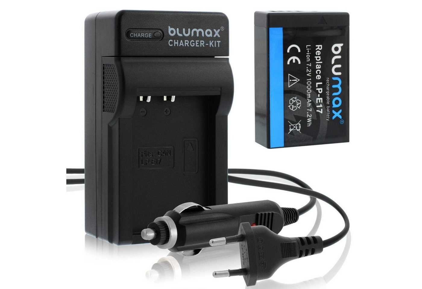 Blumax Set mit Lader für Canon LP-E17 EOS RP M3 1000 mAh Kamera-Ladegerät Blumax Set mit Lader für Canon LP-E17 EOS RP M3 1000 mAh Kamera-Ladegerät von Blumax