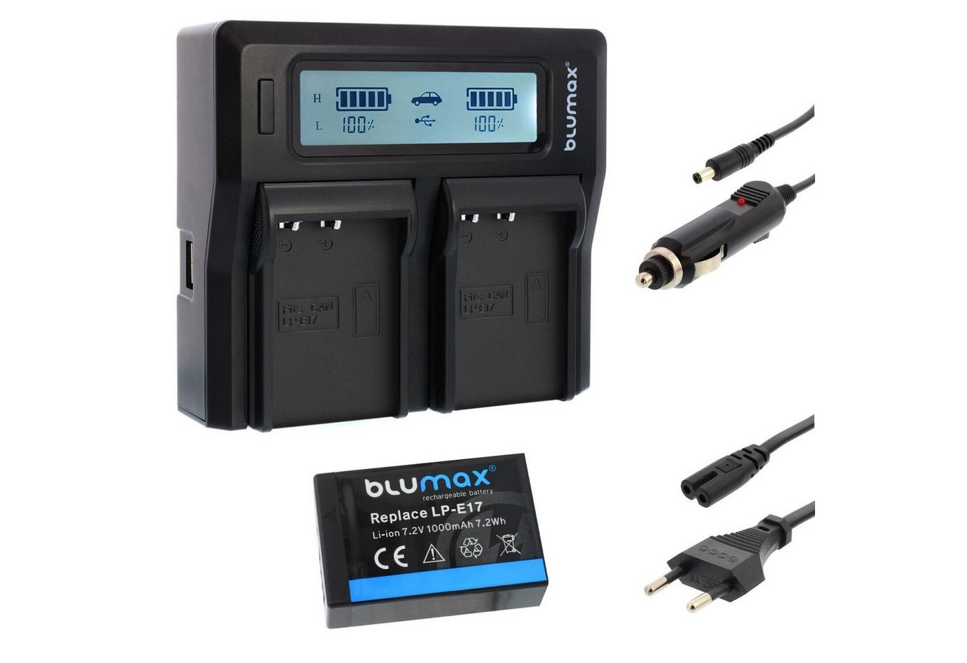 Blumax Set mit Lader für Canon LP-E17 EOS RP M3 1000 mAh Kamera-Ladegerät Blumax Set mit Lader für Canon LP-E17 EOS RP M3 1000 mAh Kamera-Ladegerät von Blumax