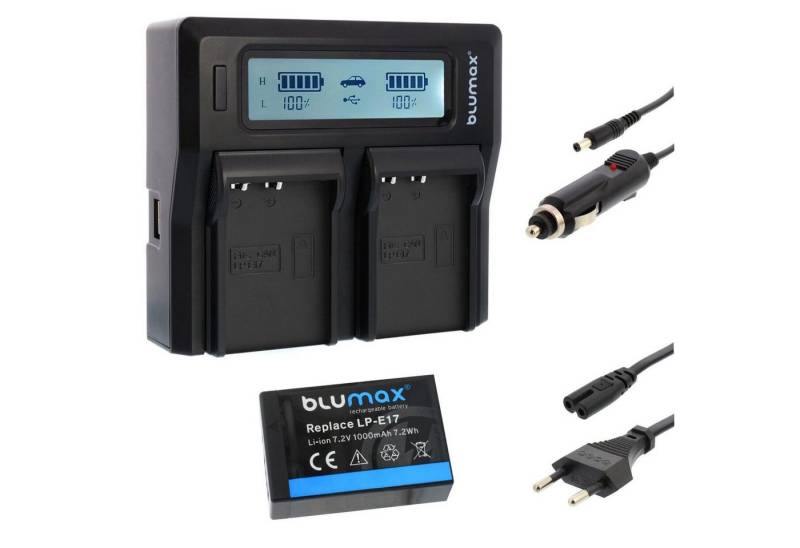 Blumax Set mit Lader für Canon LP-E17 EOS RP M3 1000 mAh Kamera-Ladegerät von Blumax