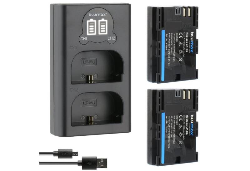 Blumax Set mit Lader für Canon LP-E6 1400 mAh (7,4V) Kamera-Ladegerät von Blumax