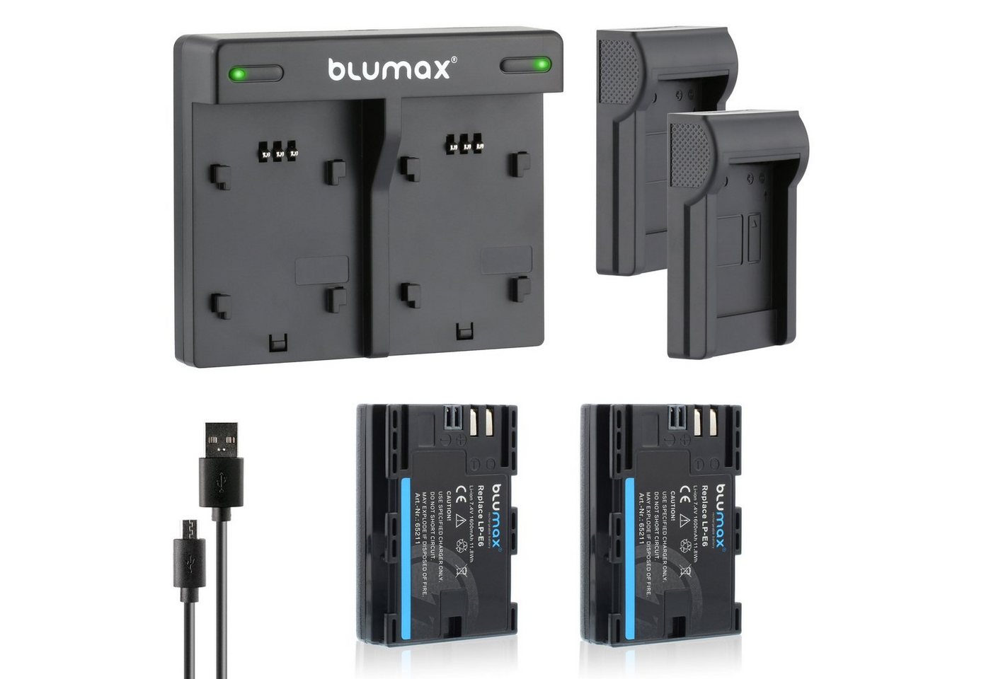 Blumax Set mit Lader für Canon LP-E6 EOS LP-E6N 1600 mAh Kamera-Akku von Blumax