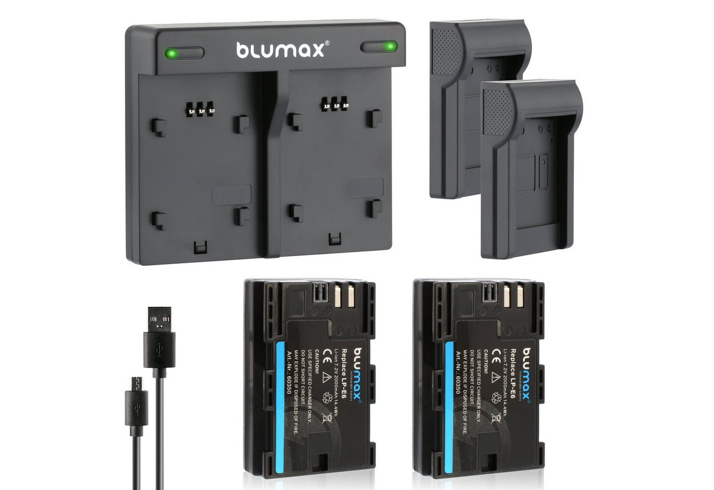 Blumax Set mit Lader für Canon LP-E6 EOS LP-E6N 2000 mAh Kamera-Akku von Blumax