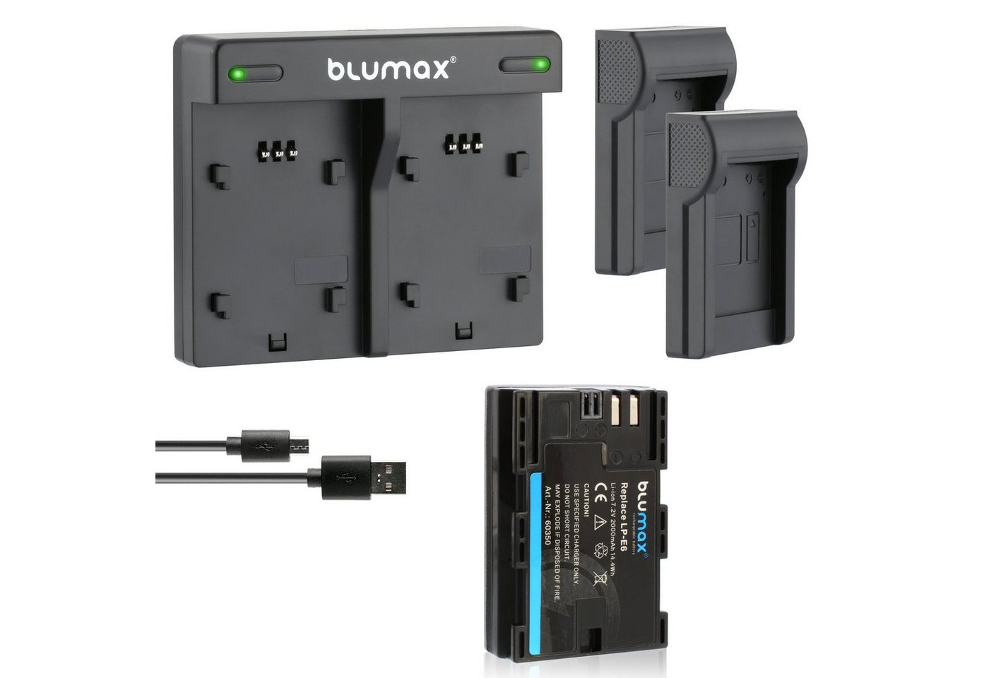 Blumax Set mit Lader für Canon LP-E6 EOS LP-E6N 2000 mAh Kamera-Ladegerät von Blumax