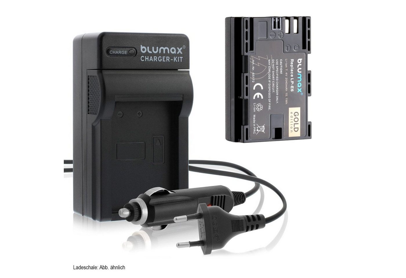 Blumax Set mit Lader für Canon LP-E6 EOS LP-E6N 2040 mAh Kamera-Ladegerät von Blumax