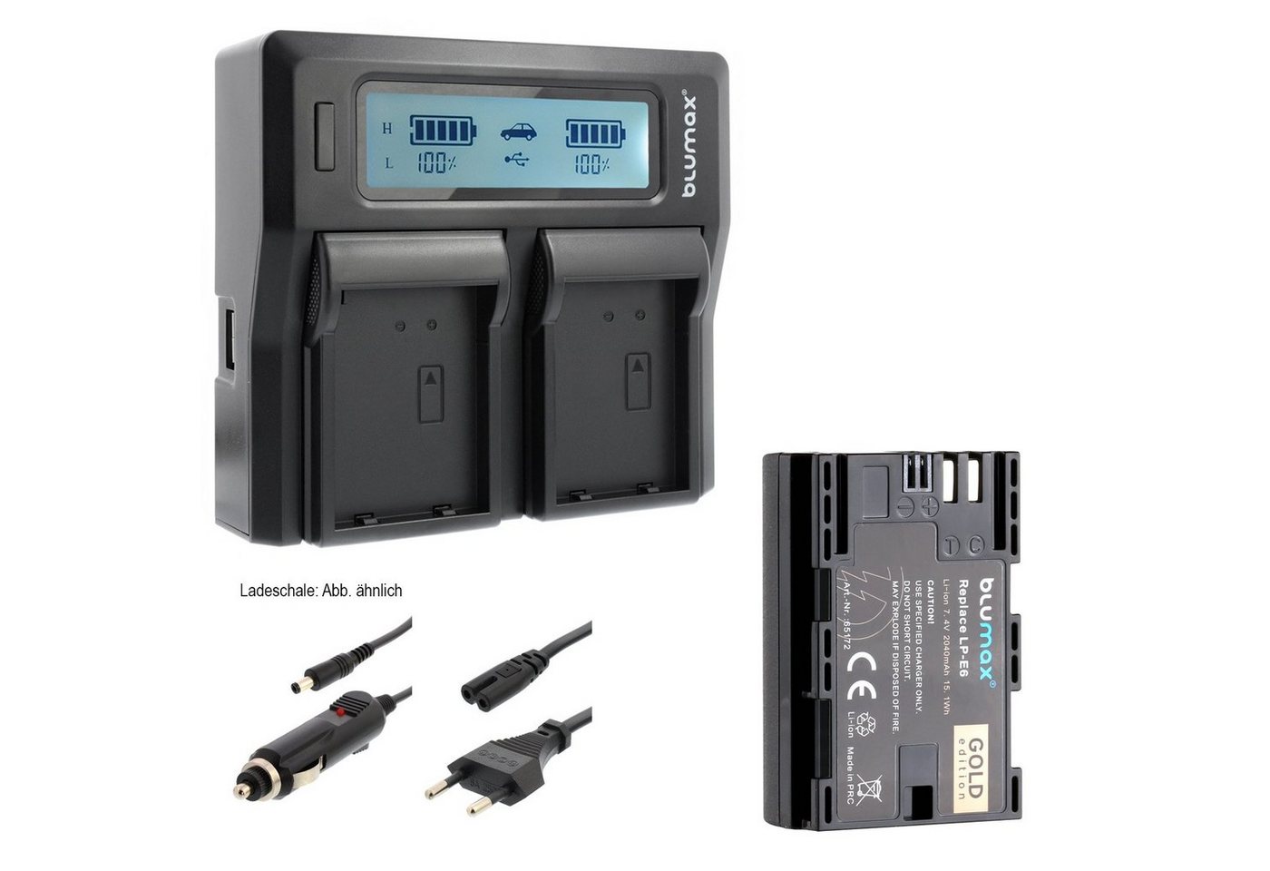 Blumax Set mit Lader für Canon LP-E6 EOS LP-E6N 2040 mAh Kamera-Ladegerät von Blumax