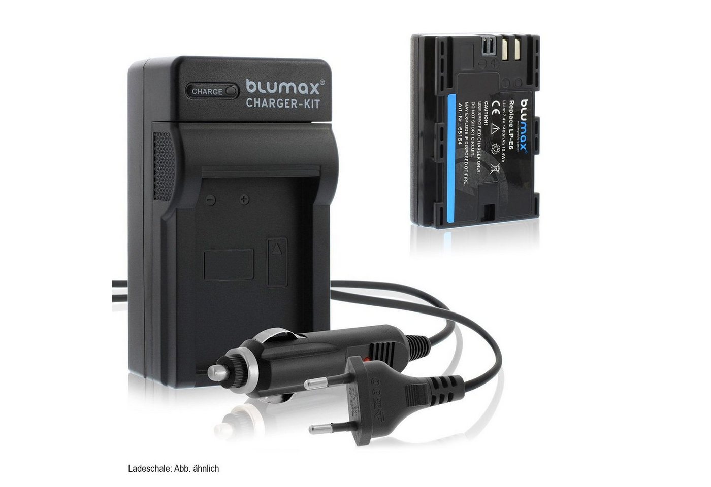 Blumax Set mit Lader für Canon LP-E6 LP-E6N 1400 mAh Kamera-Ladegerät von Blumax