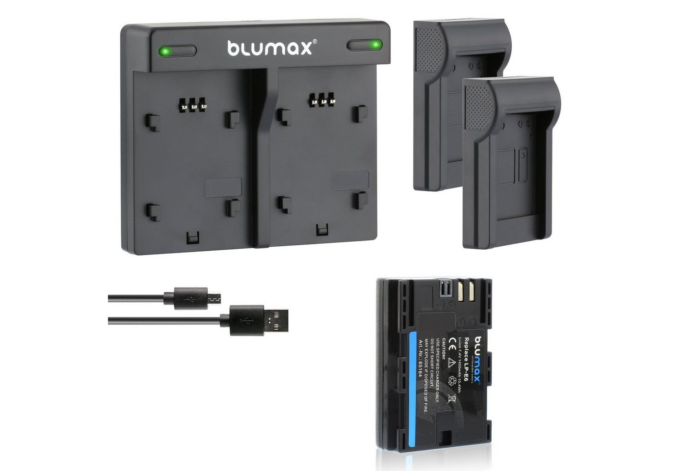 Blumax Set mit Lader für Canon LP-E6 LP-E6N 1400 mAh Kamera-Ladegerät von Blumax