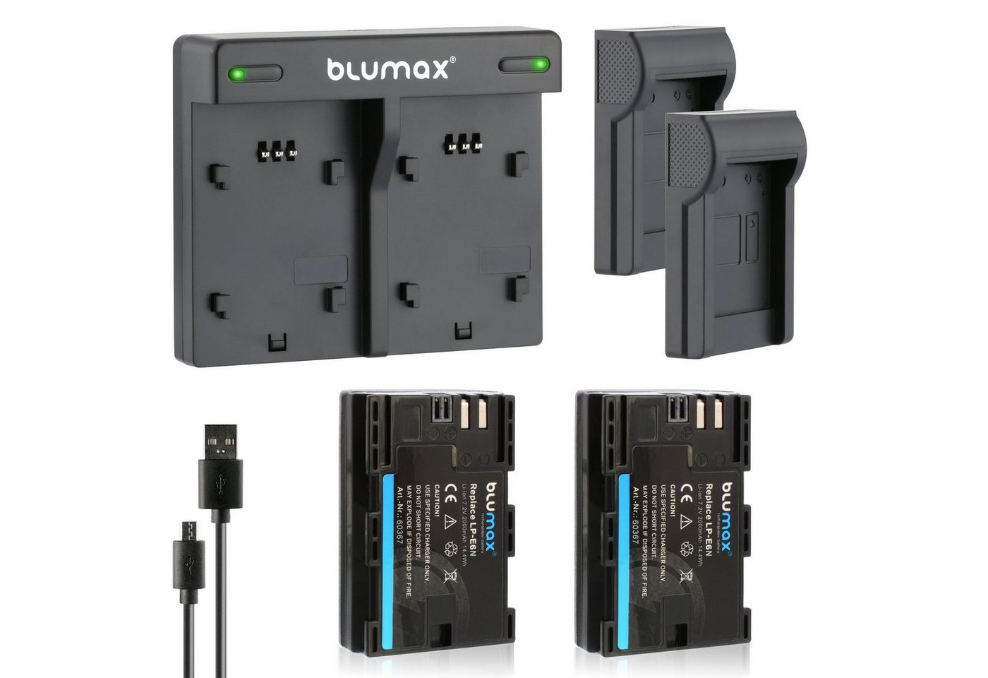 Blumax Set mit Lader für Canon LP-E6N EOS R7 R6 2000mAh Kamera-Akku von Blumax