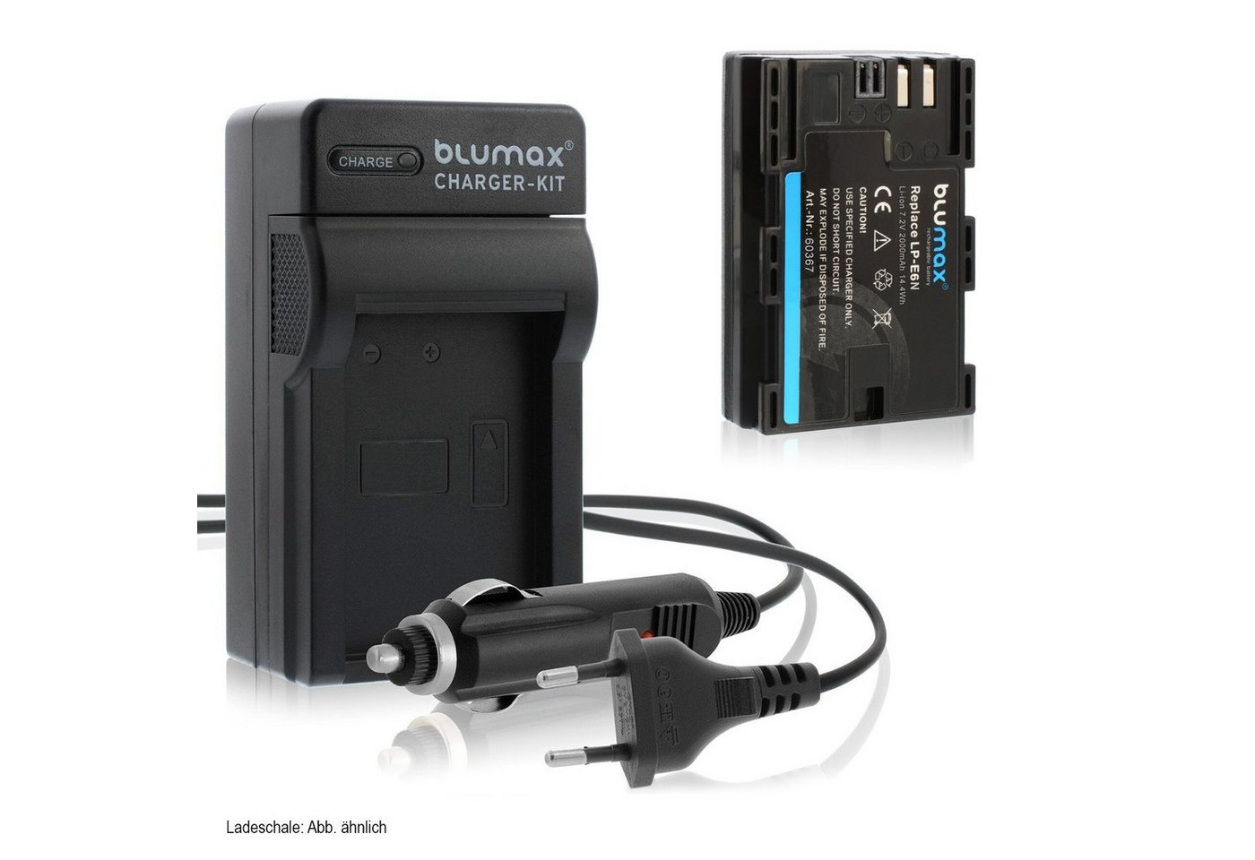 Blumax Set mit Lader für Canon LP-E6N EOS R7 R6 2000mAh Kamera-Ladegerät von Blumax