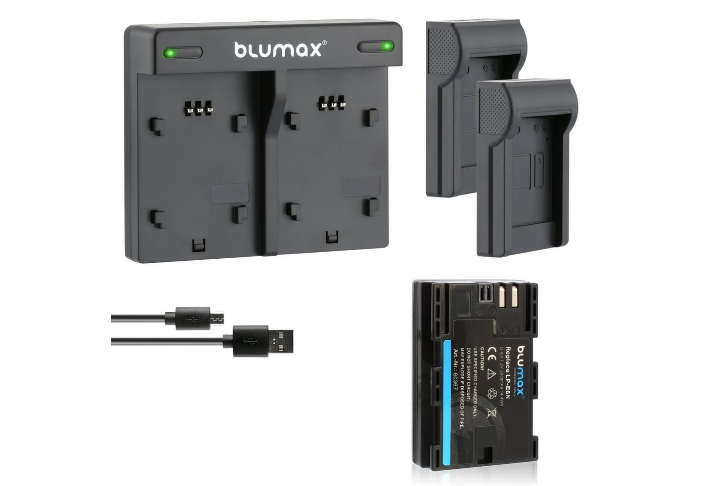 Blumax Set mit Lader für Canon LP-E6N EOS R7 R6 2000mAh Kamera-Ladegerät von Blumax