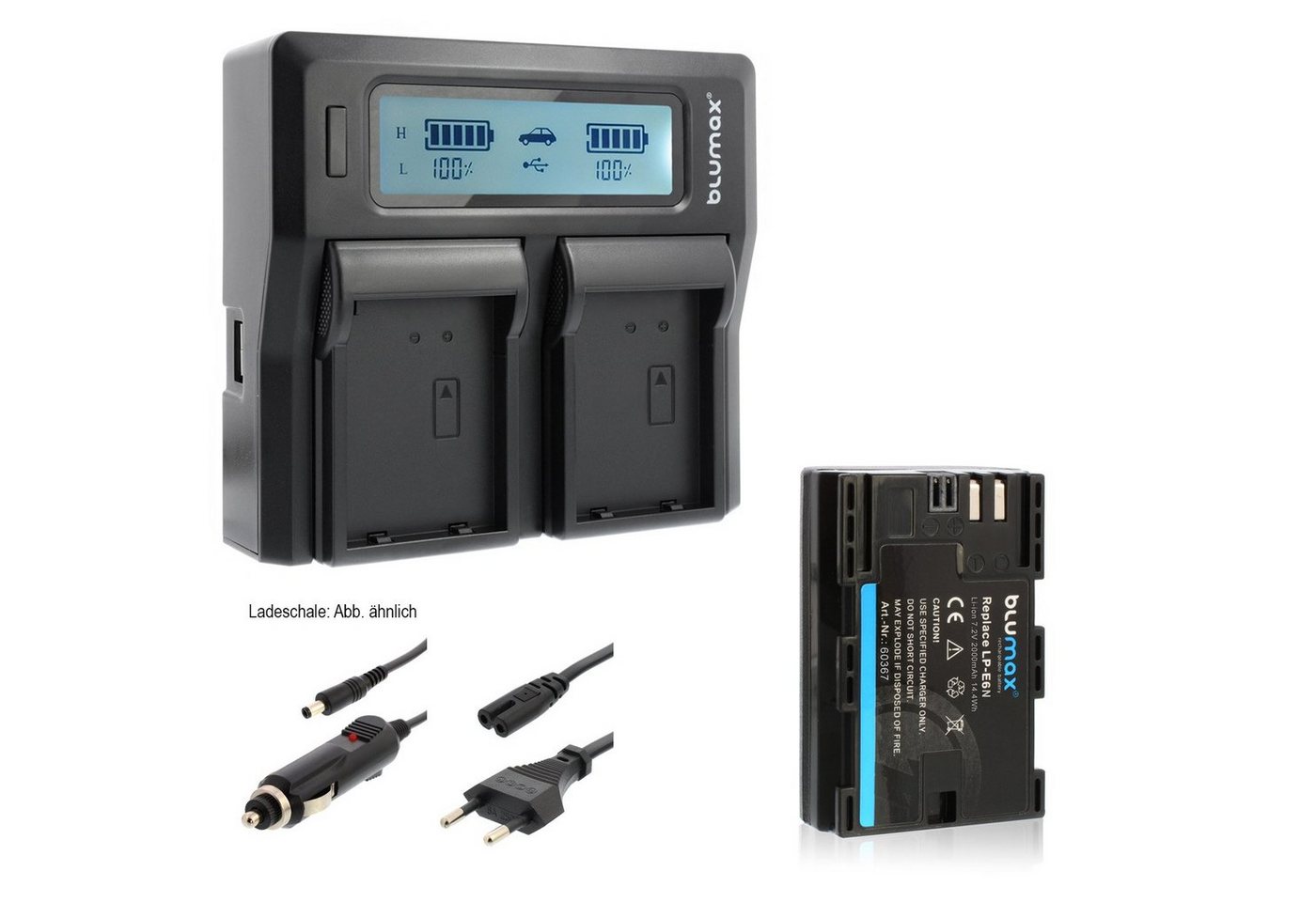 Blumax Set mit Lader für Canon LP-E6N EOS R7 R6 2000mAh Kamera-Ladegerät Blumax Set mit Lader für Canon LP-E6N EOS R7 R6 2000mAh Kamera-Ladegerät von Blumax