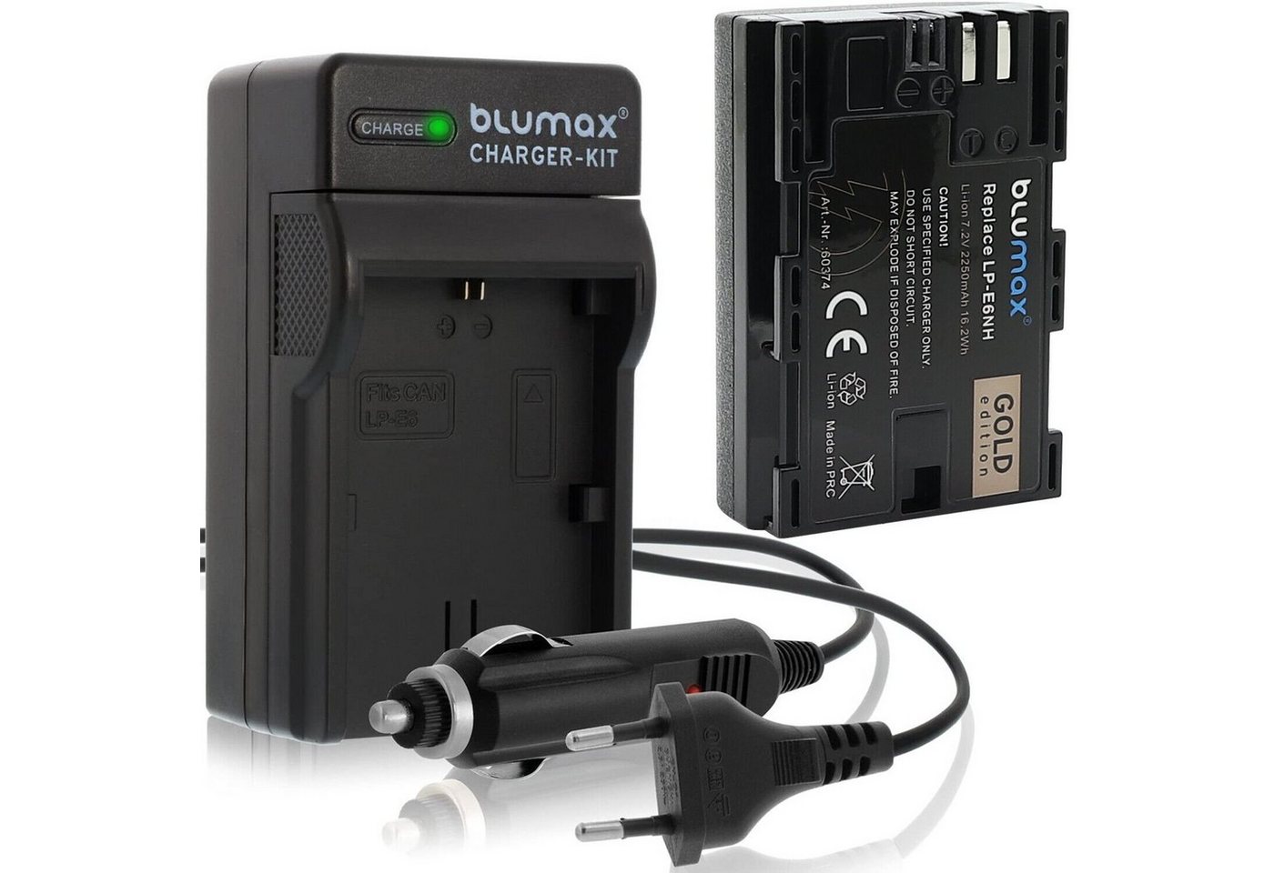Blumax Set mit Lader für Canon LP-E6NH EOS Mark II 2250mAh Kamera-Ladegerät Blumax Set mit Lader für Canon LP-E6NH EOS Mark II 2250mAh Kamera-Ladegerät von Blumax