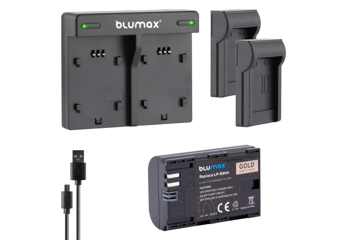 Blumax Set mit Lader für Canon LP-E6NH EOS Mark II 2250mAh Kamera-Ladegerät Blumax Set mit Lader für Canon LP-E6NH EOS Mark II 2250mAh Kamera-Ladegerät von Blumax
