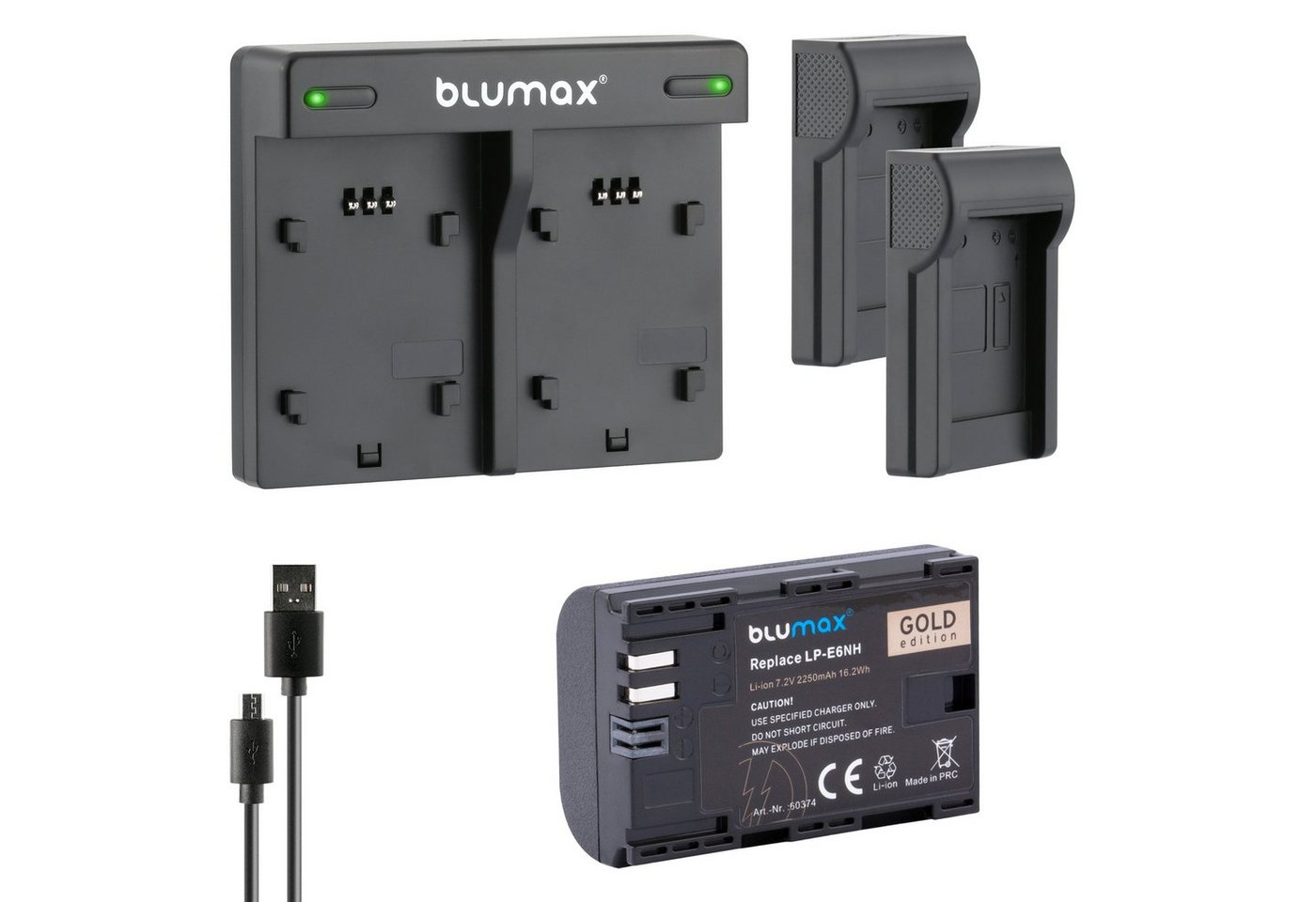 Blumax Set mit Lader für Canon LP-E6NH EOS Mark II 2250mAh Kamera-Ladegerät von Blumax