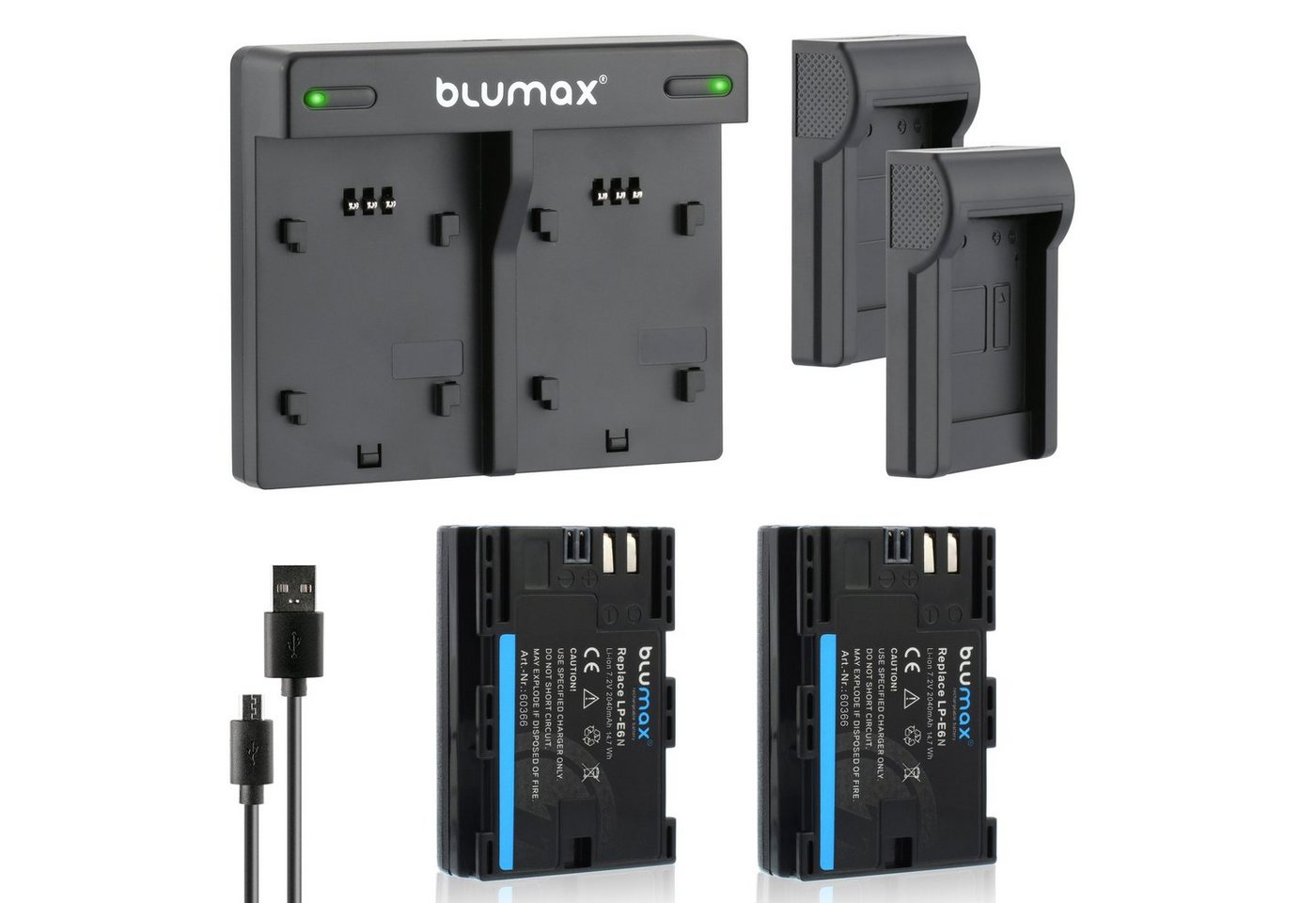 Blumax Set mit Lader für Canon LP-E6NH EOS R5 R7 2040mAh Kamera-Akku von Blumax