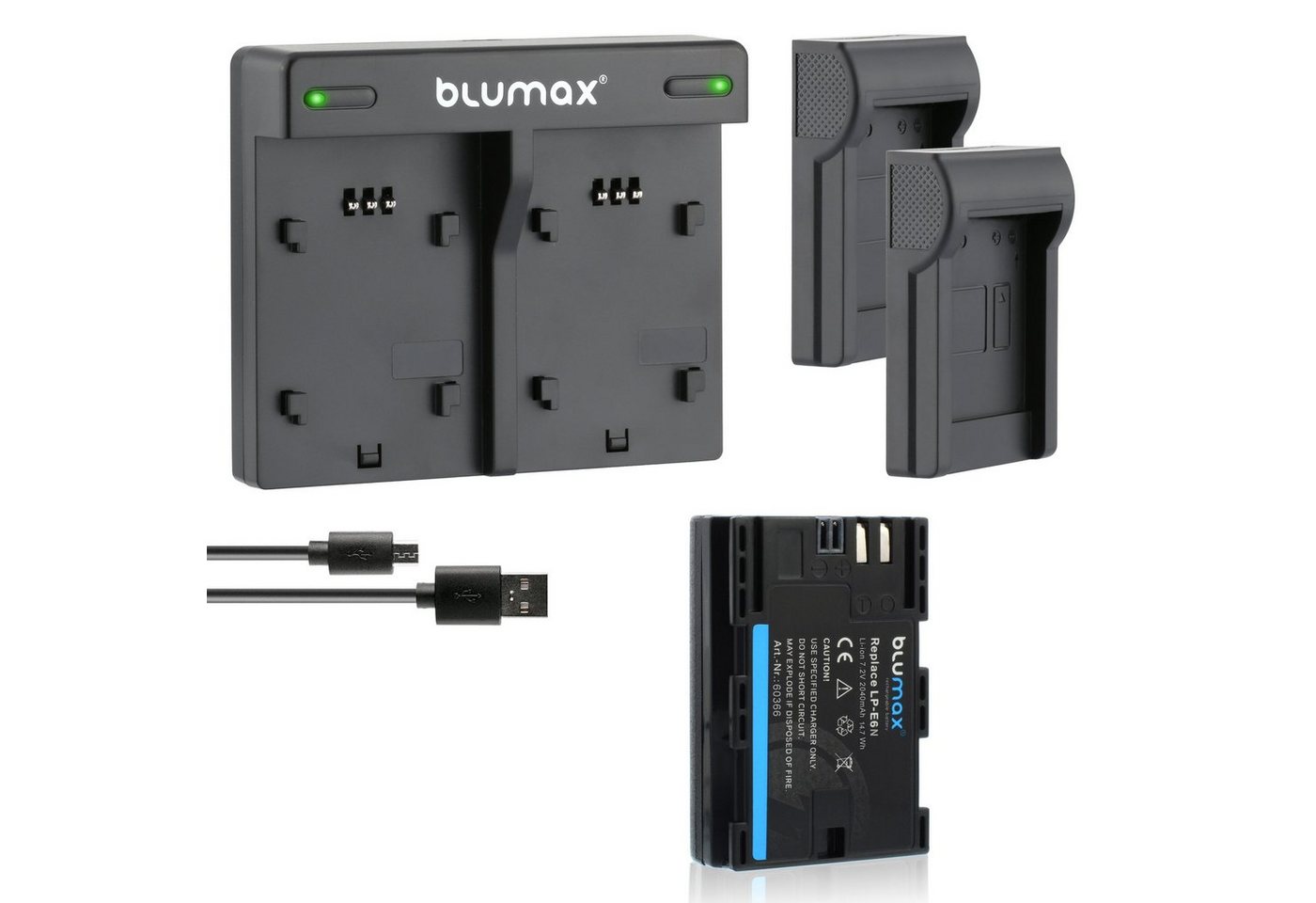 Blumax Set mit Lader für Canon LP-E6NH EOS R5 R7 2040mAh Kamera-Ladegerät von Blumax