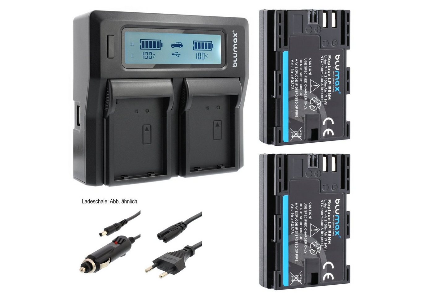 Blumax Set mit Lader für Canon LP-E6NH EOS R5 R7 R6 Mark II 2400mAh Kamera-Akku Blumax Set mit Lader für Canon LP-E6NH EOS R5 R7 R6 Mark II 2400mAh Kamera-Akku von Blumax
