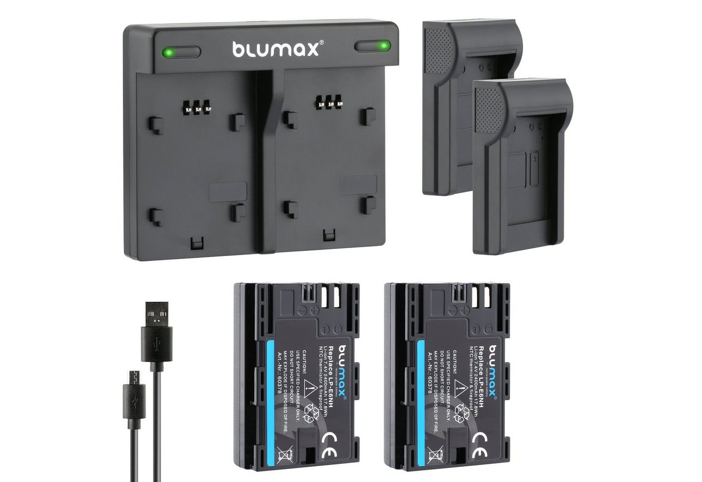 Blumax Set mit Lader für Canon LP-E6NH EOS R5 R7 R6 Mark II 2400mAh Kamera-Akku Blumax Set mit Lader für Canon LP-E6NH EOS R5 R7 R6 Mark II 2400mAh Kamera-Akku von Blumax