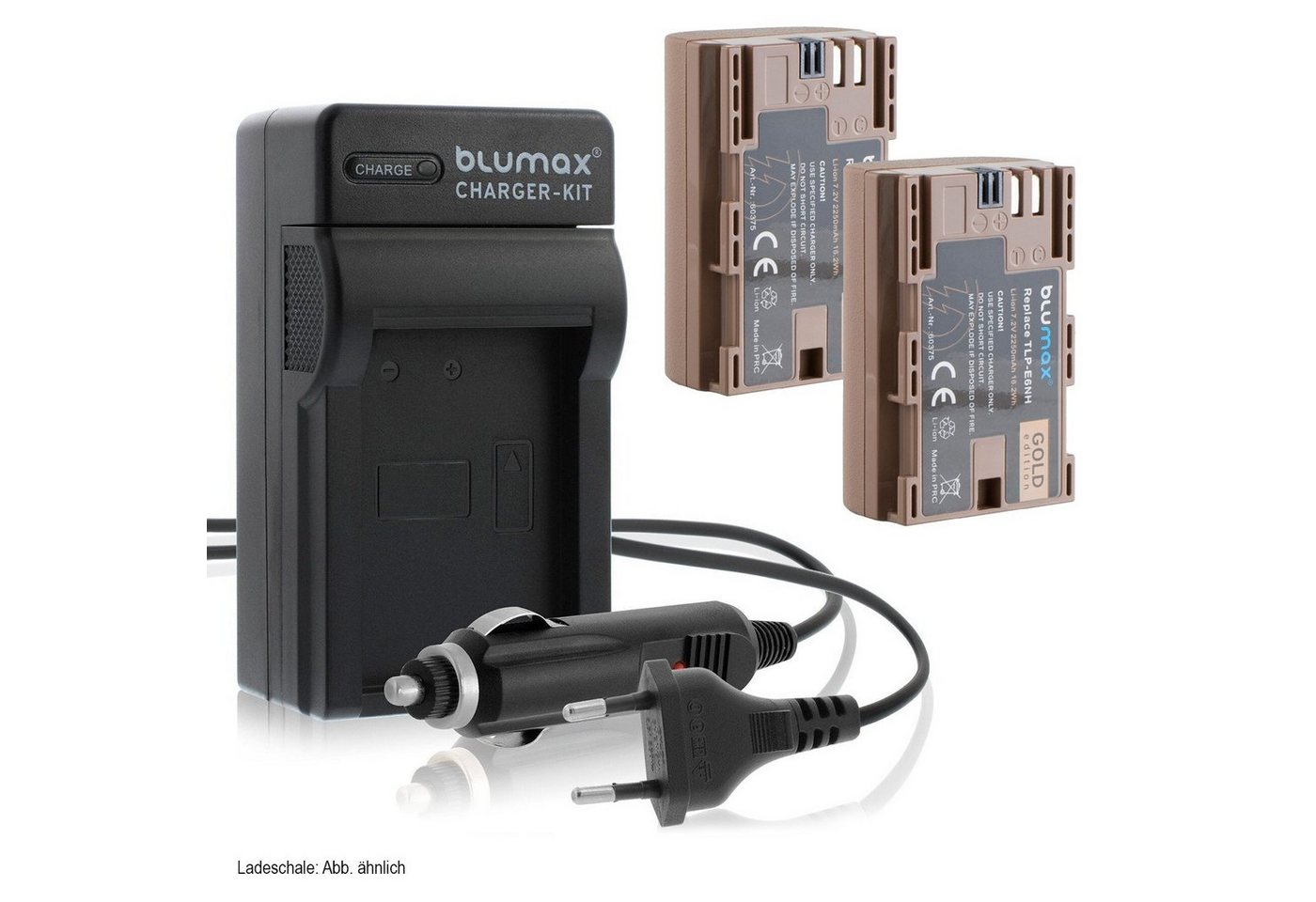 Blumax Set mit Lader für Canon LP-E6NH R7 R6 2250 mAh Kamera-Akku von Blumax