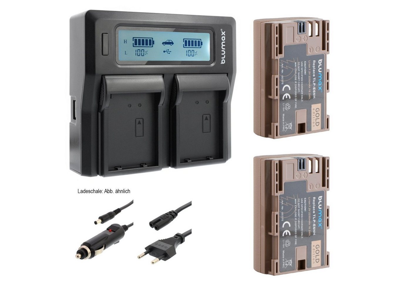 Blumax Set mit Lader für Canon LP-E6NH R7 R6 2250 mAh Kamera-Akku Blumax Set mit Lader für Canon LP-E6NH R7 R6 2250 mAh Kamera-Akku von Blumax