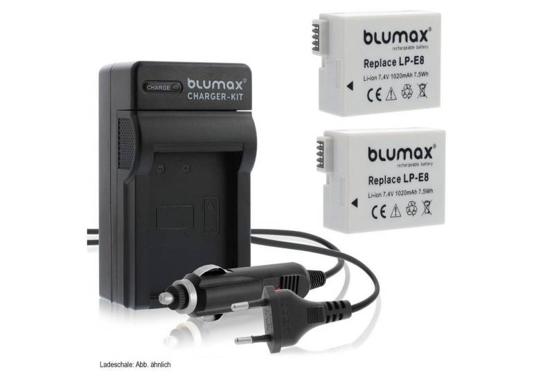 Blumax Set mit Lader für Canon LP-E8 EOS 550D 1020 mAh Kamera-Akku von Blumax