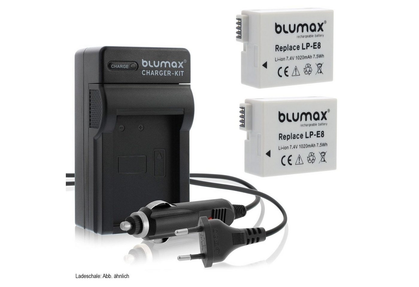 Blumax Set mit Lader für Canon LP-E8 EOS 550D 1020 mAh Kamera-Akku Blumax Set mit Lader für Canon LP-E8 EOS 550D 1020 mAh Kamera-Akku von Blumax
