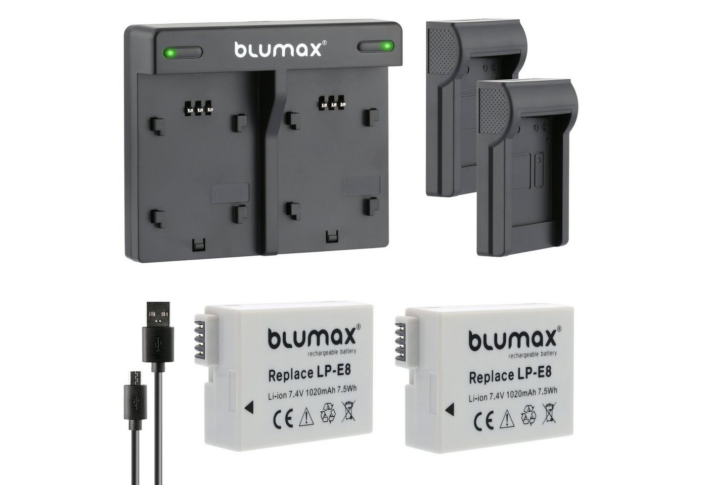 Blumax Set mit Lader für Canon LP-E8 EOS 550D 1020 mAh Kamera-Akku Blumax Set mit Lader für Canon LP-E8 EOS 550D 1020 mAh Kamera-Akku von Blumax