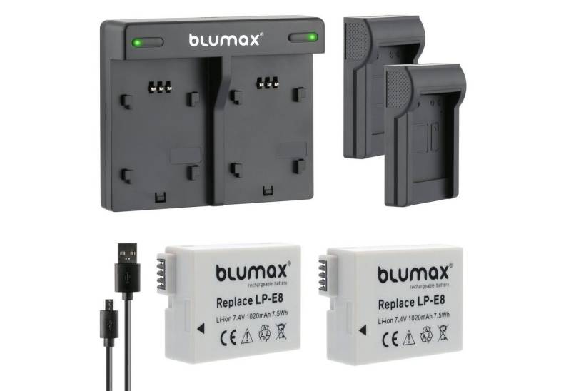 Blumax Set mit Lader für Canon LP-E8 EOS 550D 1020 mAh Kamera-Akku von Blumax