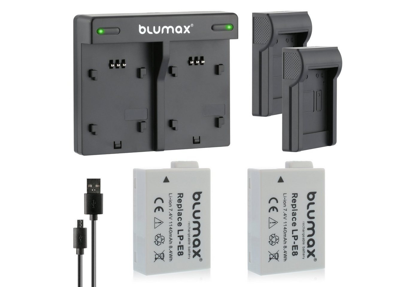 Blumax Set mit Lader für Canon Lp-E8 EOS 650D 700D 1140mAh Kamera-Akku Blumax Set mit Lader für Canon Lp-E8 EOS 650D 700D 1140mAh Kamera-Akku von Blumax