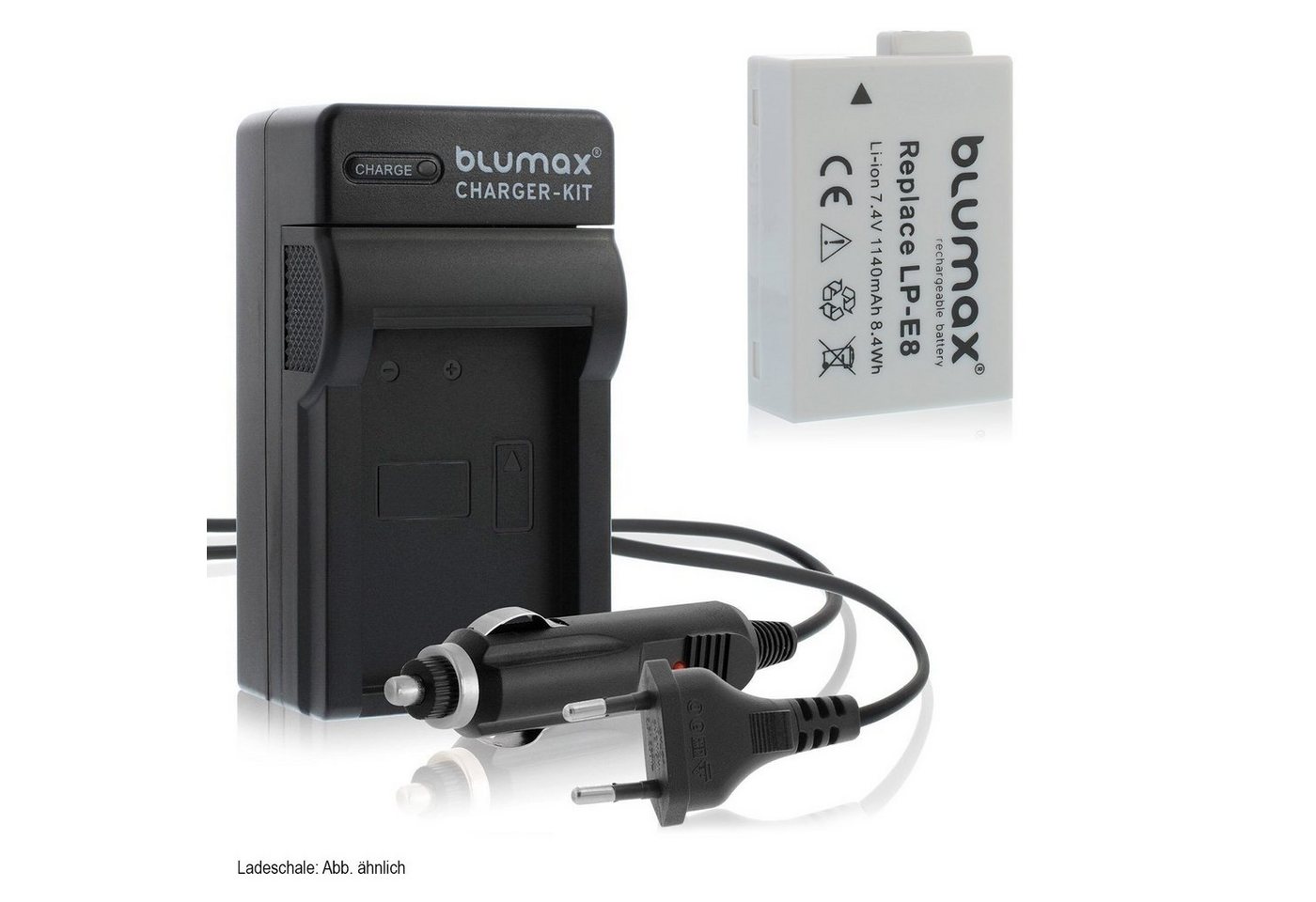 Blumax Set mit Lader für Canon Lp-E8 EOS 650D 700D 1140mAh Kamera-Ladegerät von Blumax