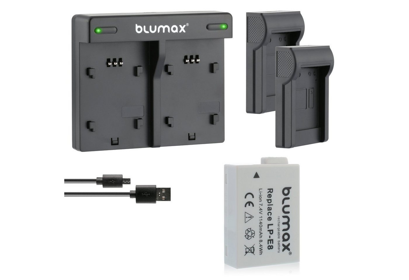 Blumax Set mit Lader für Canon Lp-E8 EOS 650D 700D 1140mAh Kamera-Ladegerät von Blumax