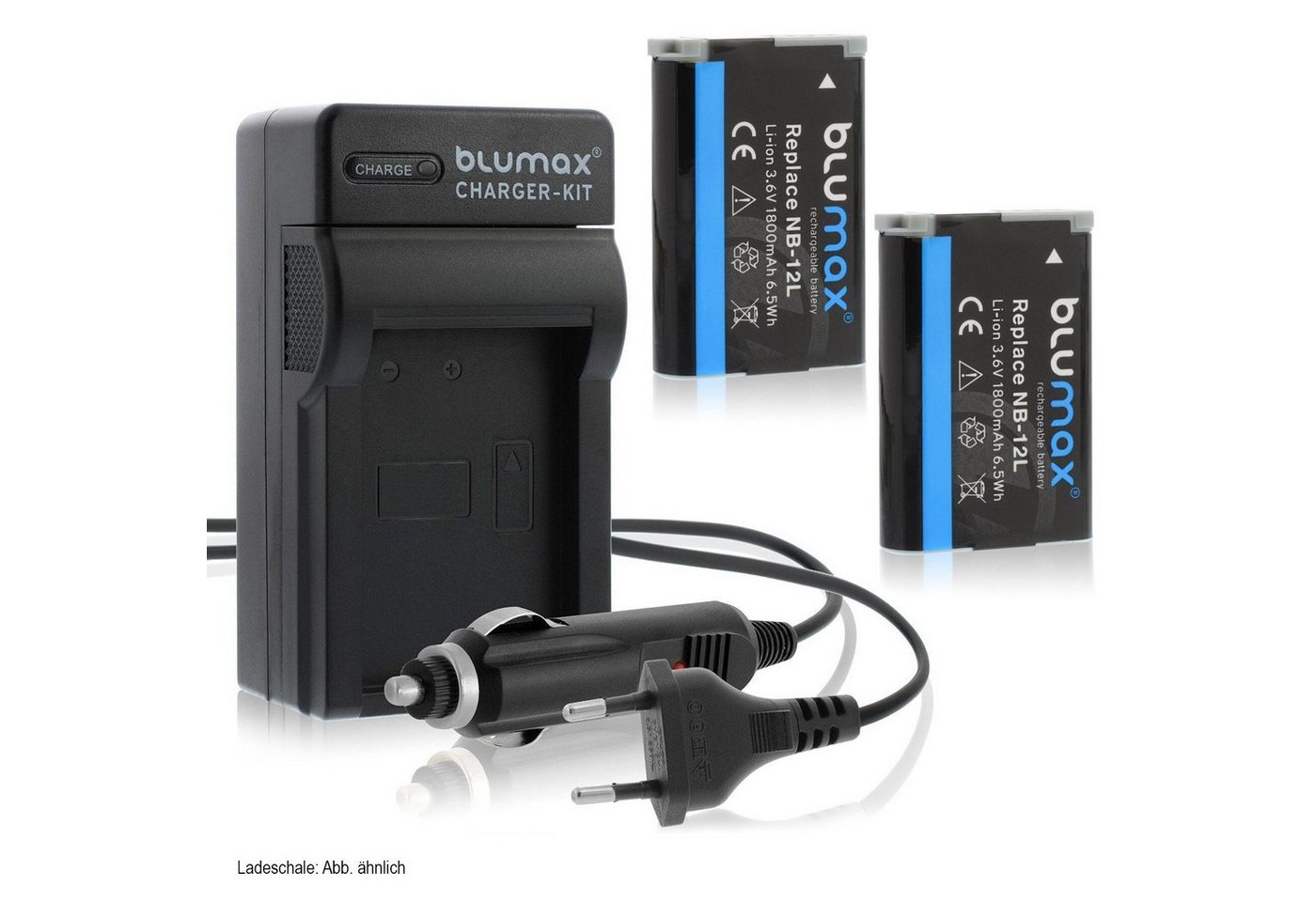 Blumax Set mit Lader für Canon NB-12L LEGRIA min 1800 mAh Kamera-Akku von Blumax