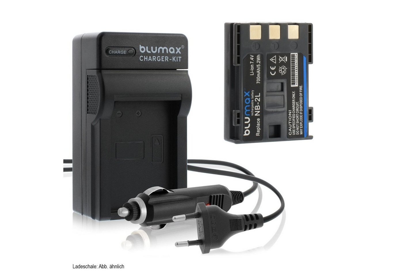 Blumax Set mit Lader für Canon NB-2L EOS PowerShot 700mAh Kamera-Ladegerät von Blumax