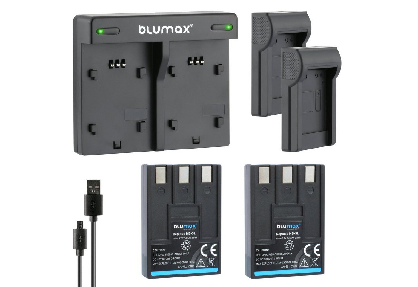 Blumax Set mit Lader für Canon NB-3LH NB-3L IXUS 750mAh Kamera-Akku Blumax Set mit Lader für Canon NB-3LH NB-3L IXUS 750mAh Kamera-Akku von Blumax