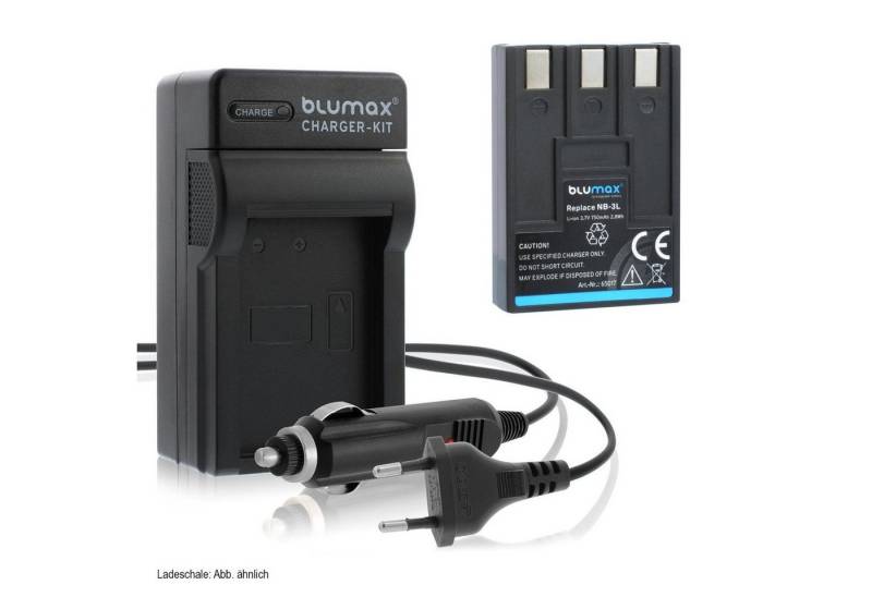 Blumax Set mit Lader für Canon NB-3LH NB-3L IXUS 750mAh Kamera-Ladegerät von Blumax