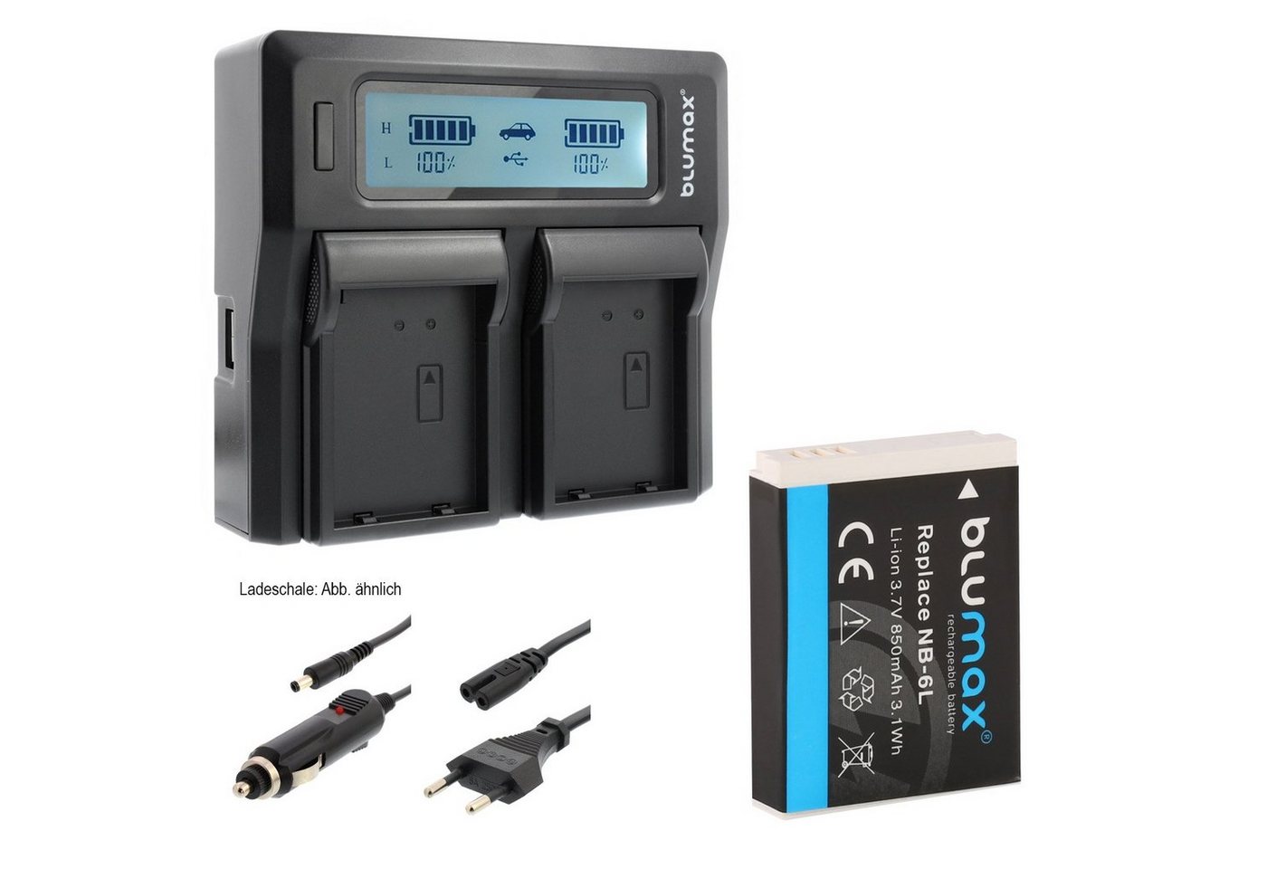 Blumax Set mit Lader für Canon NB-6L SX270, SX280 850mAh Kamera-Ladegerät Blumax Set mit Lader für Canon NB-6L SX270, SX280 850mAh Kamera-Ladegerät von Blumax