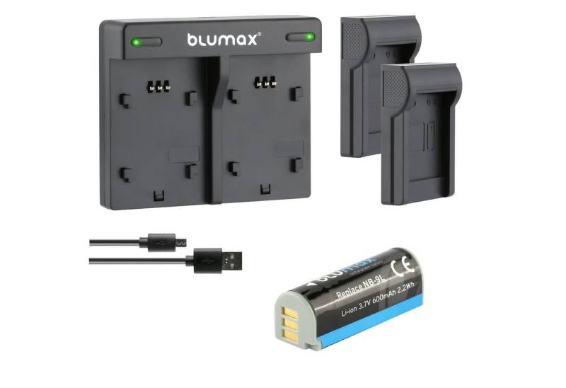 Blumax Set mit Lader für Canon NB-9L IXUS 1000HS 600 mAh Kamera-Ladegerät von Blumax