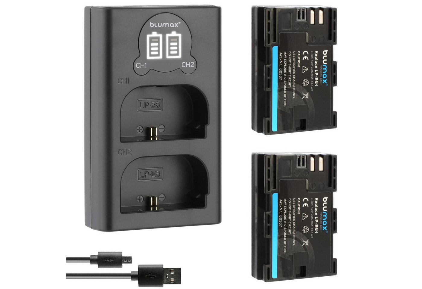 Blumax Set mit Lader für Canon R7 R6 Mark II LP-E6N 2000m Kamera-Ladegerät Blumax Set mit Lader für Canon R7 R6 Mark II LP-E6N 2000m Kamera-Ladegerät von Blumax