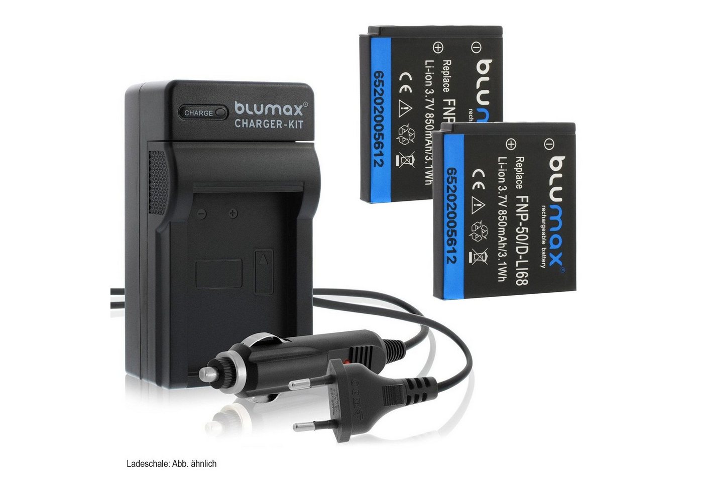 Blumax Set mit Lader für Fuji NP-50 X20, XF1, XP150 850mAh Kamera-Akku von Blumax