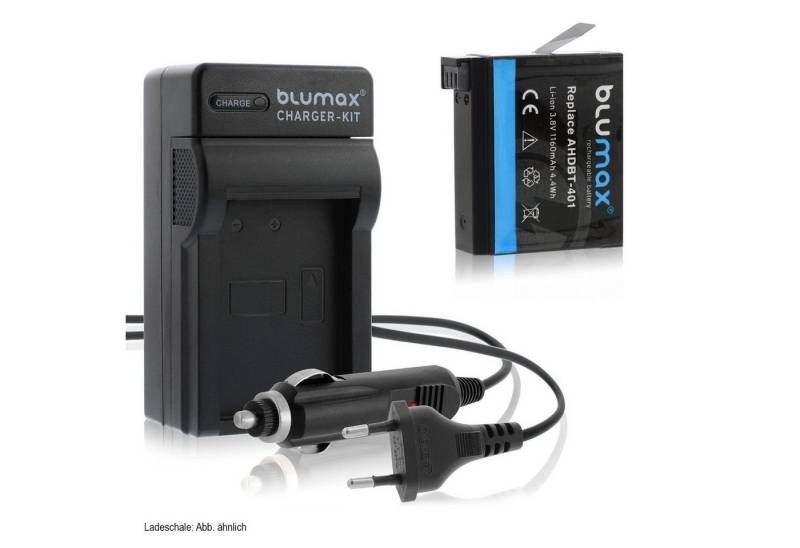 Blumax Set mit Lader für GoPro Hero 4 AHDBT-401 1160mAh Kamera-Ladegerät von Blumax