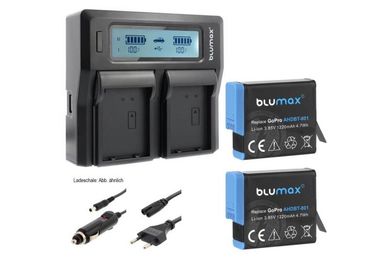 Blumax Set mit Lader für GoPro Hero AHDBT-801, 1220 mAh Kamera-Akku von Blumax