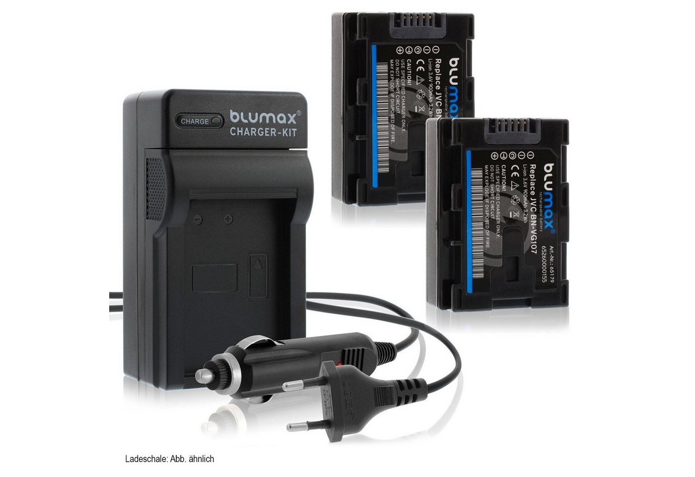 Blumax Set mit Lader für JVC BN-VG107 -VG114 -VG121 900mAh Kamera-Akku von Blumax