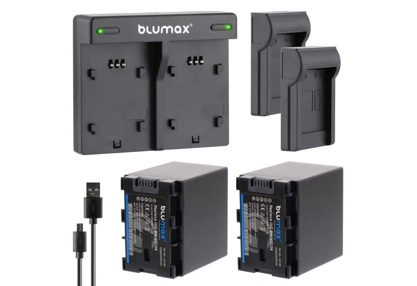 Blumax Set mit Lader für JVC BN-VG138 -VG138AC 4500 mAh Kamera-Akku von Blumax