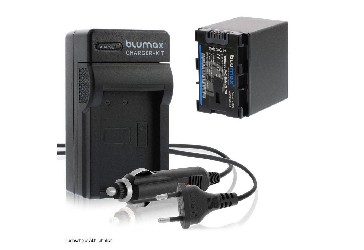 Blumax Set mit Lader für JVC BN-VG138 -VG138AC 4500 mAh Kamera-Ladegerät von Blumax