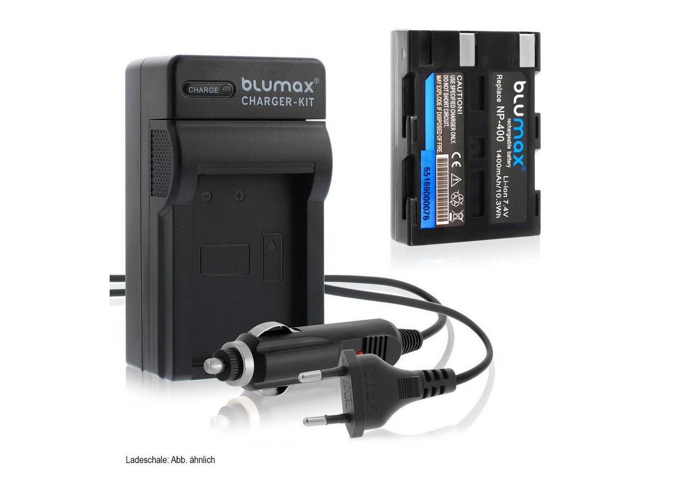 Blumax Set mit Lader für Minolta NP-400 A -5 A-7 1400mAh Kamera-Ladegerät von Blumax