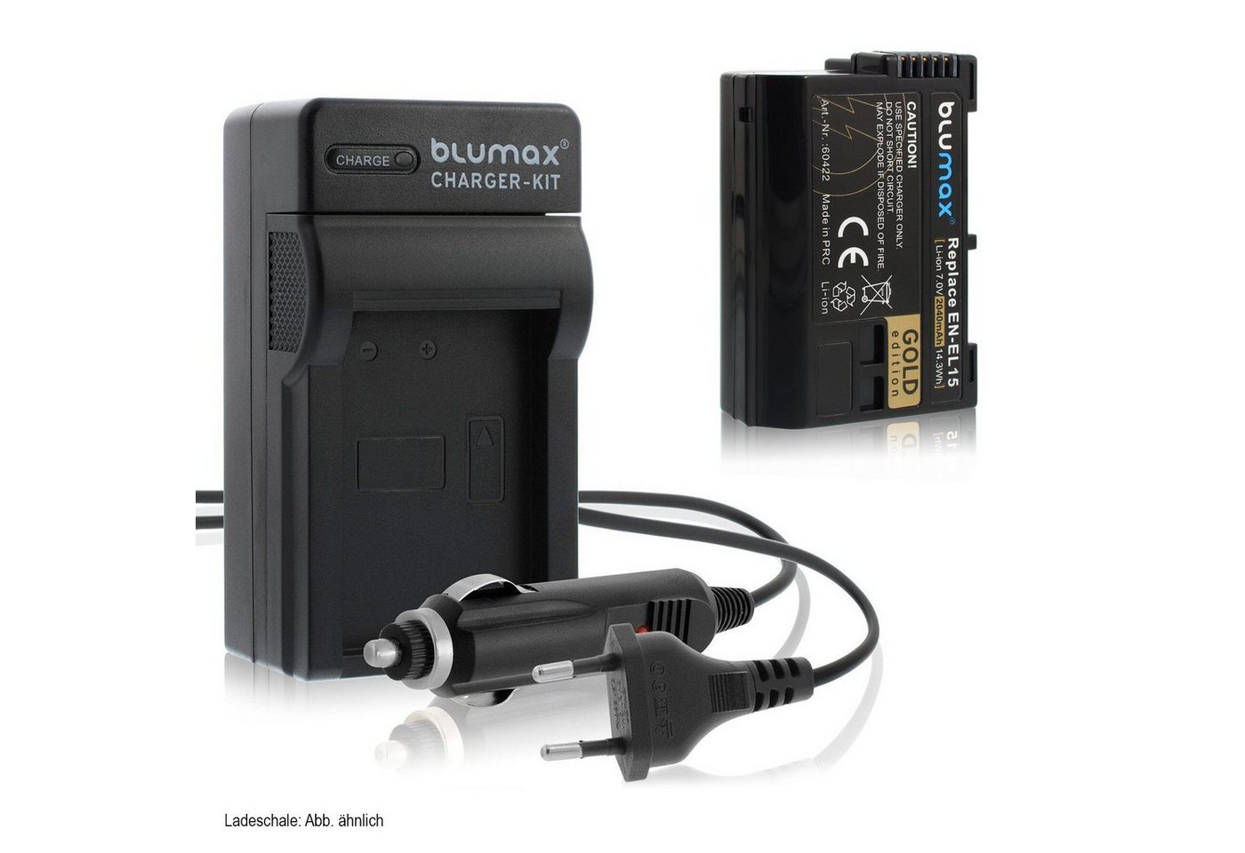 Blumax Set mit Lader für Nikon EN-EL15 A/B/C Z5 2040mAh Kamera-Ladegerät von Blumax